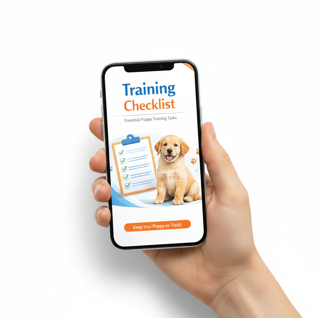 Smartphone showing puppy training checklist