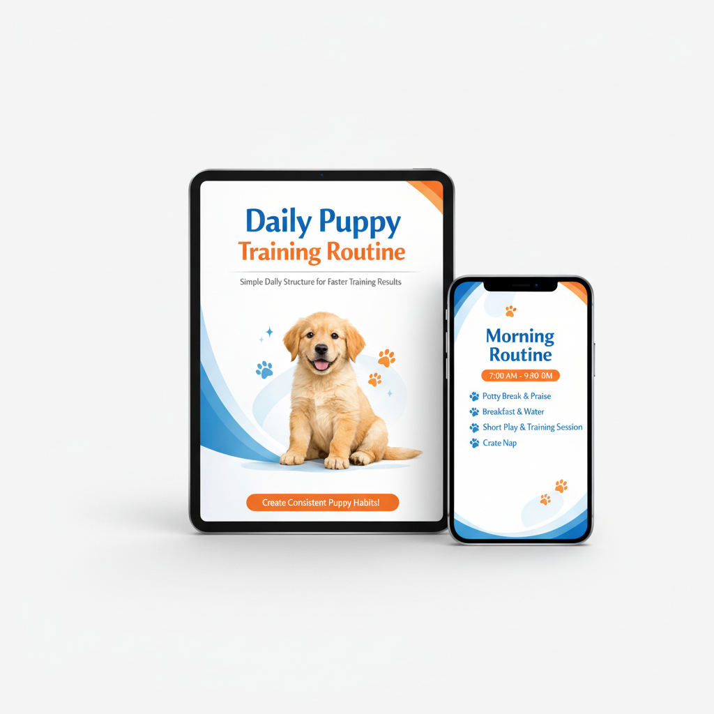 iPad and smartphone showing puppy training guides